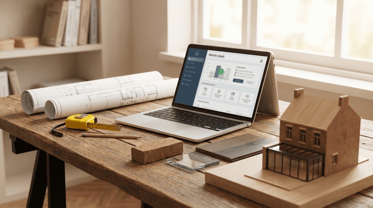 Bouwtekening en vergunningcheck voor een aanbouw aan een Nederlandse woning
