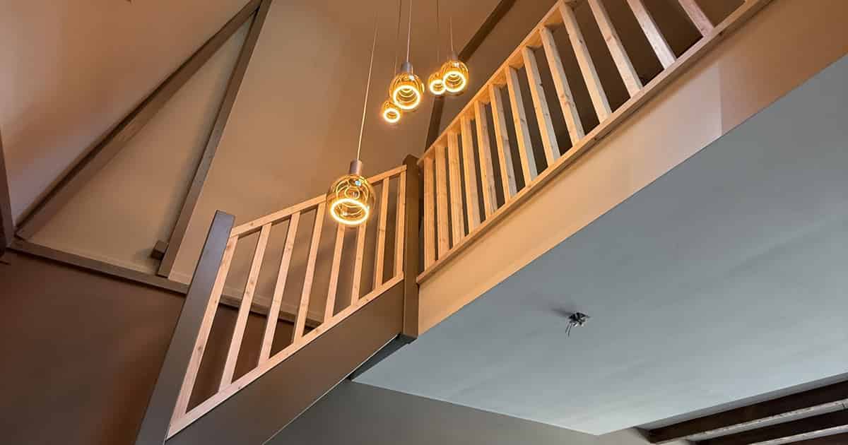 Finished staircase and void after the renovation on the Gedempte Zuiderdiep in Groningen