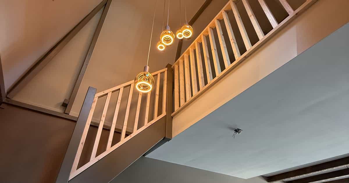Finished staircase and void after the renovation on the Gedempte Zuiderdiep in Groningen