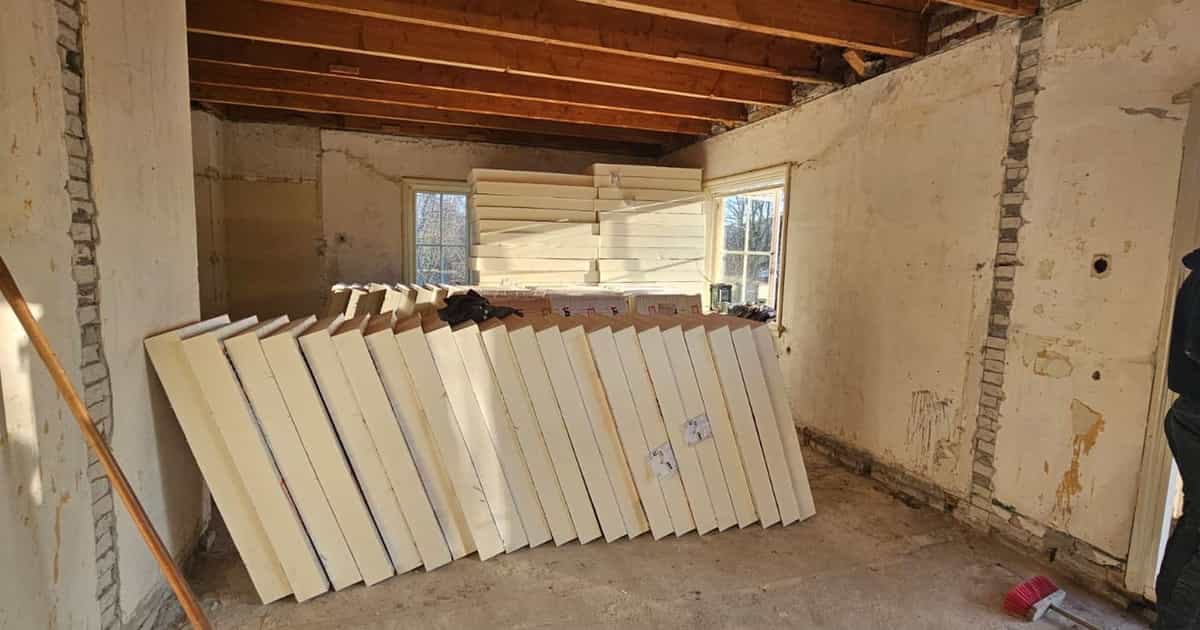 Insulation boards ready to fit during the energy upgrade on the Dilgtweg in Haren